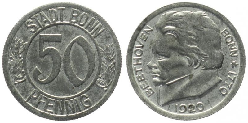 Bonn 50 Pfennig 1920 Beethoven